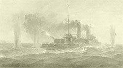 Бой линейного корабля Слава с немецкими кораблями в Моонзундском проливе. © Г.В.Горшков